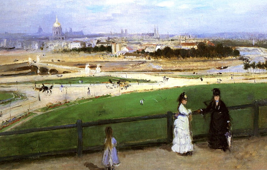 landscape, , Edouard Manet, Berthe Morisot. View of Paris from the Trocadero Heights for , section живопись HD wallpaper