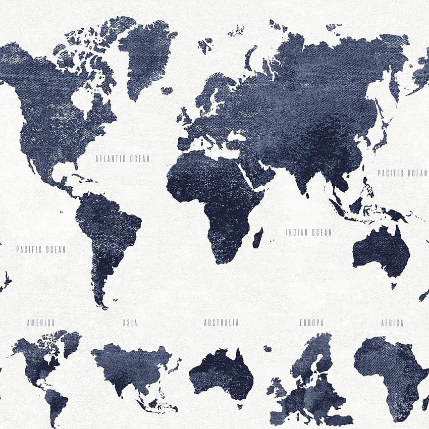 ESTA Home Boq Dark Blue World Map in the department, World Atlas HD phone wallpaper