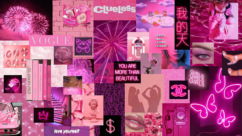Pink Neon Aesthetic. Pink laptop, Cute laptop , Pink, Pink Collage HD  wallpaper | Pxfuel