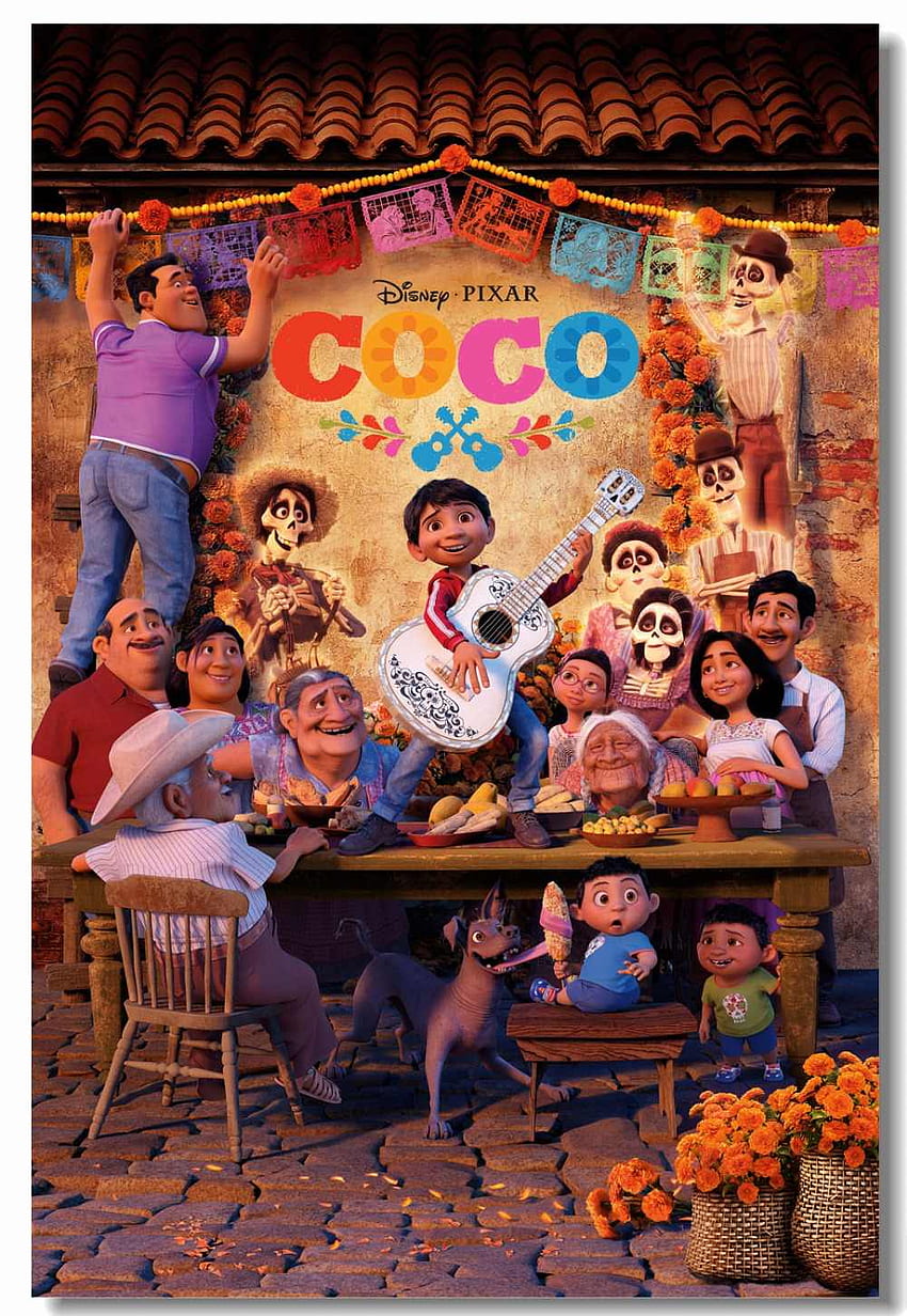 Carta da parati su tela personalizzata Coco Miguel Poster Coco Wall Stickers, Coco Disney Sfondo del telefono HD