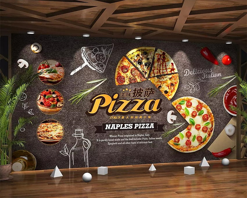 Beibehang Mural Gourmet dibujos animados Pizza comida rápida restaurante pared restaurante cocina decoración 3D - AliExpress fondo de pantalla