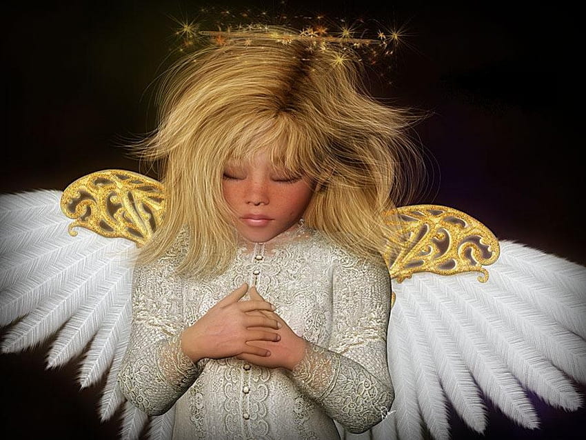 Angel, abstract, fantasy, praying HD wallpaper