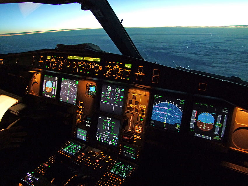 Airbus A330 300 beleuchtetes Cockpit Flugzeug 3040, Boeing 747 Cockpit HD-Hintergrundbild