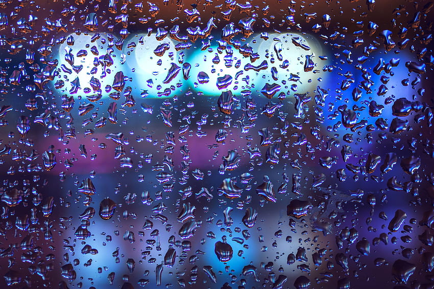 Rain, Drops, Macro, Surface, Moisture, Glass, Volume HD wallpaper