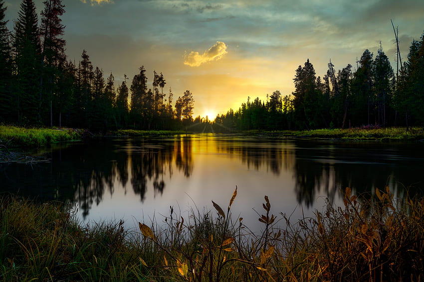 Landscape, Nature, Sunset, Twilight, Lake, Dusk HD wallpaper