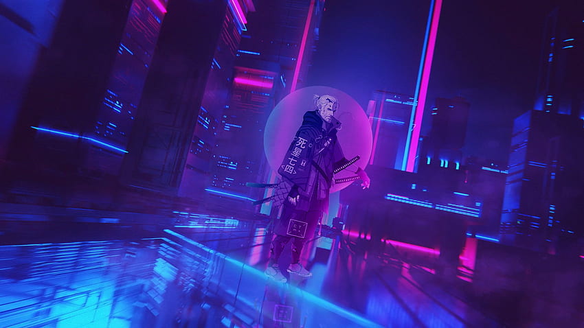 Cyberpunk , Cyberpunk 2077, siber şehir, neon, The Witcher, Geralt of Rivia • For You For & Mobile, Purple Cyberpunk HD duvar kağıdı