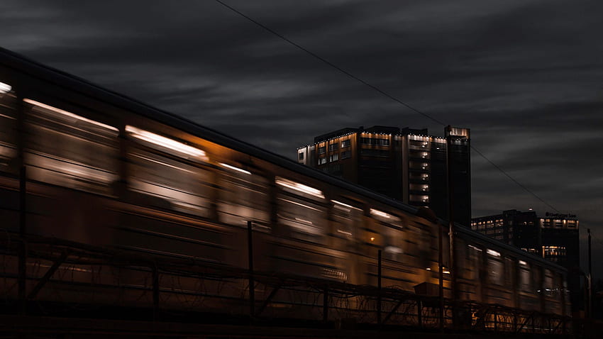 tren, oscuridad, larga exposición, noche, ancha en movimiento 16: 9 fondo de pantalla