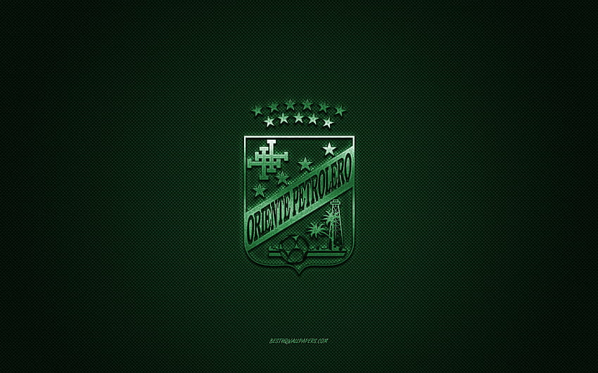 CD Oriente Petrolero, боливийски футболен клуб, зелено лого, зелен фон от въглеродни влакна, боливийска Примера дивисион, футбол, Санта Круз де ла Сиера, Боливия, лого на CD Oriente Petrolero HD тапет