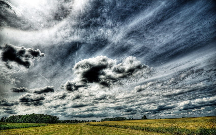 Nature, Sky, Clouds, Field, Grey HD wallpaper