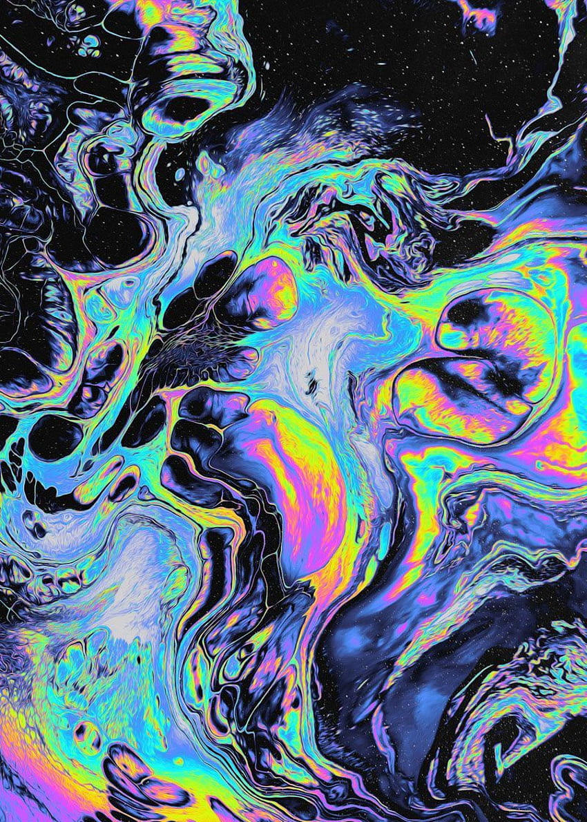 Neon-Marmor. Trippy, holografische, psychedelische Kunst HD-Handy-Hintergrundbild