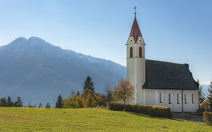 Church in Austria, Alps, Austria, Tirol, church HD wallpaper