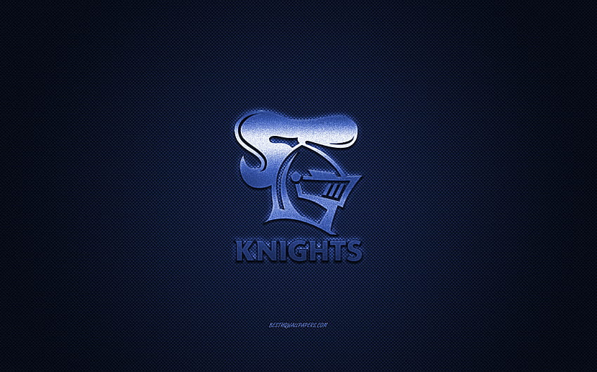 Newcastle Knights, australischer Rugby-Club, NRL, blaues Logo, blauer Kohlefaserhintergrund, National Rugby League, Rugby, Newcastle, Australien, Newcastle Knights-Logo HD-Hintergrundbild