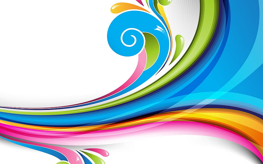 Gelombang warna-warni, seni vektor, garis bergelombang, warna-warni, Gelombang Berwarna-warni Wallpaper HD
