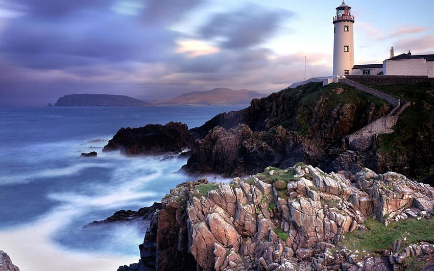 Lighthouse and rocks, lighthouse, rocks HD wallpaper