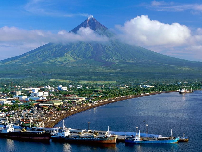 Philippines Mayon Volcano . 山 HD wallpaper