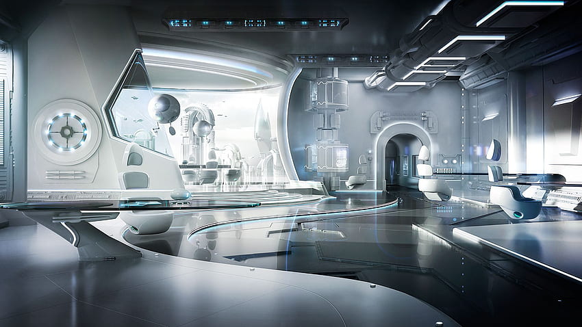 Biuro przyszłości Microsoftu. Futurystyczne wnętrze, futurystyczny, futurystyczny design Tapeta HD