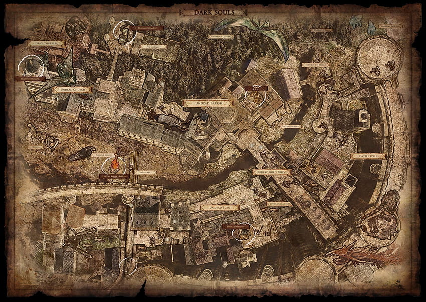 Grande achado em uma loja de livros e jogos japoneses usados: darksouls, Dark Souls Map papel de parede HD