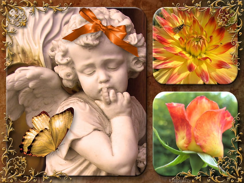 ღ~Flower Angel~ღ , flower angel, garden, angel, collage, rose