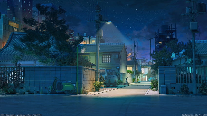 夜の日本街[]:、ジャパニーズブルー 高画質の壁紙
