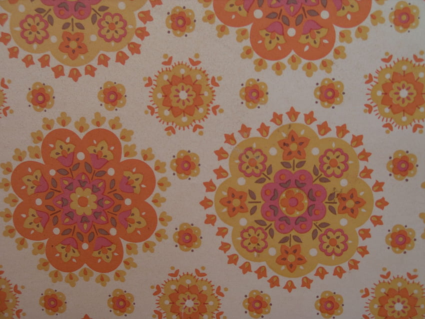 Textures And Surfaces: 60s 70s Yellow Orange Floral HD wallpaper
