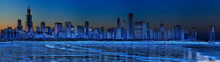 Chicago Skyline Amerika Birleşik Devletleri Çift Monitör, 3840x1080 Şehir HD duvar kağıdı