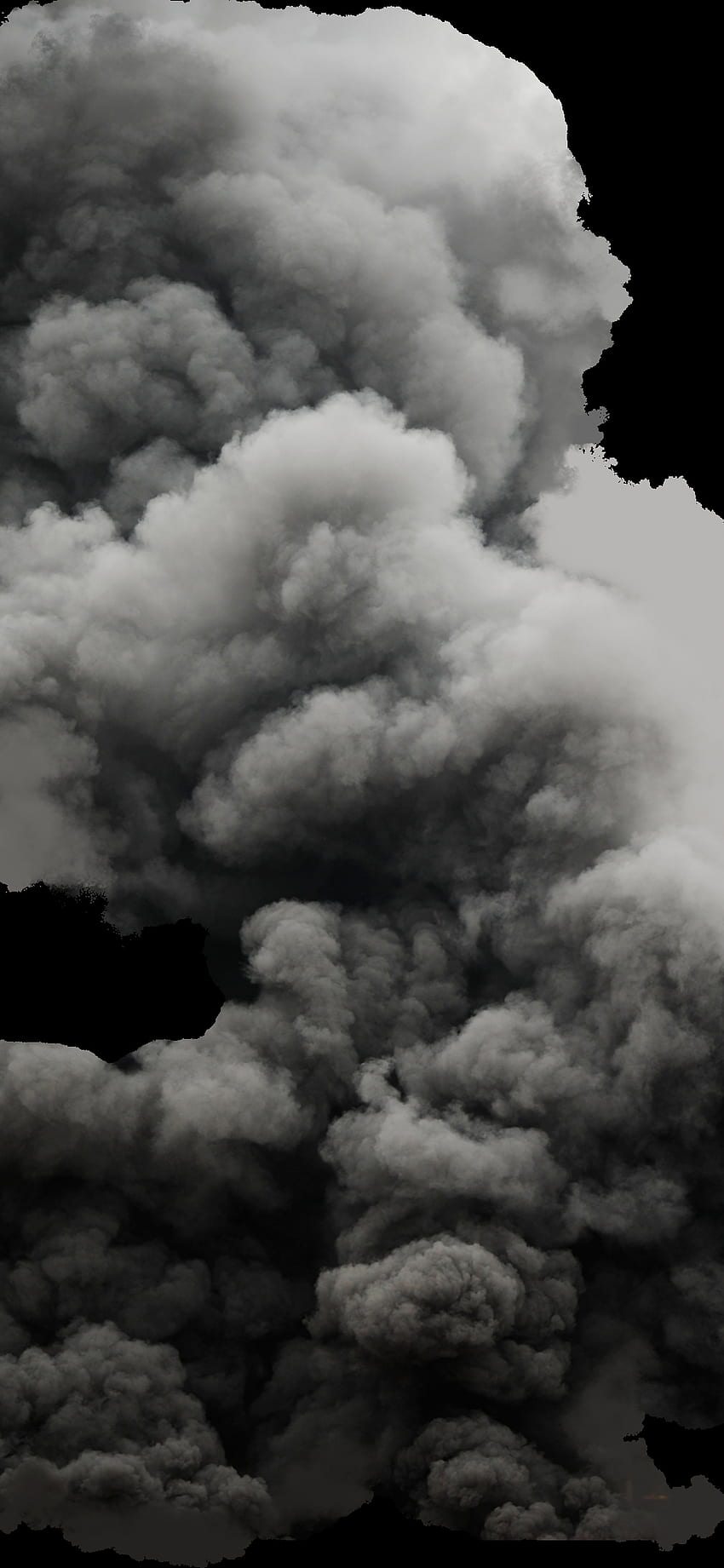 Czarna chmura dymu PNG, czarno-białe chmury dymu Tapeta na telefon HD
