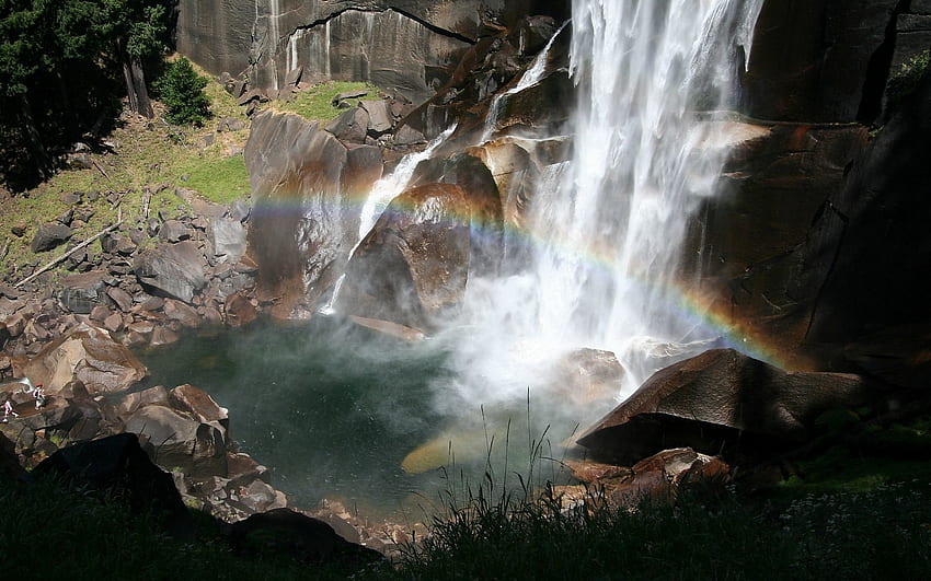 Natur, Steine, Regenbogen, Glanz, Licht, Wasserfall, Gischt, Fluss, Bach, ich sehe, klar HD-Hintergrundbild