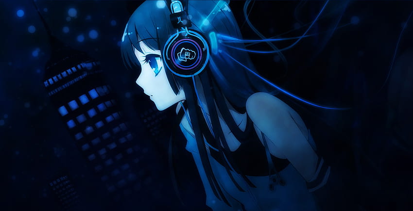 headphones blue blue eyes blue hair anime girls People , Hi Res People , High Definition HD wallpaper