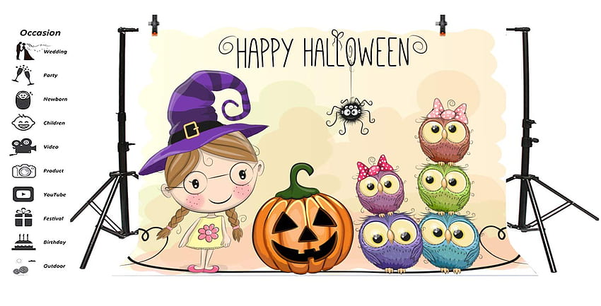 Leyiyi ft Cartoon Happy Halloween Backdrop, Cute Cartoon Happy Halloween HD wallpaper