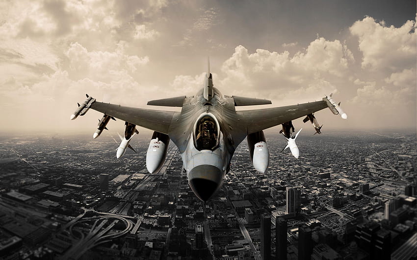Самолет Въздушно превъзходство F 16 F-16 Fighting Falcon Fighter Fighters Военни HD тапет
