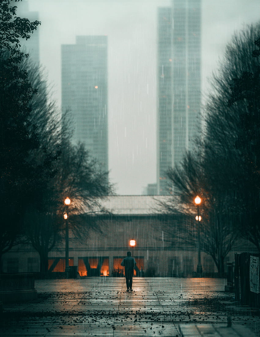 Rain, City, , , Sadness, Stroll, Human, Person, Loneliness, Street, Sorrow HD phone wallpaper