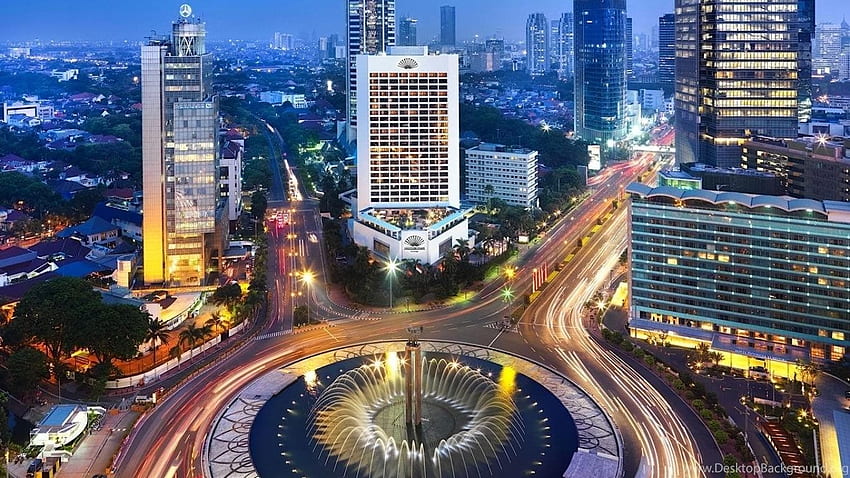 Dżakarta Nocny widok Indonezja Miasto, Dżakarta Tapeta HD