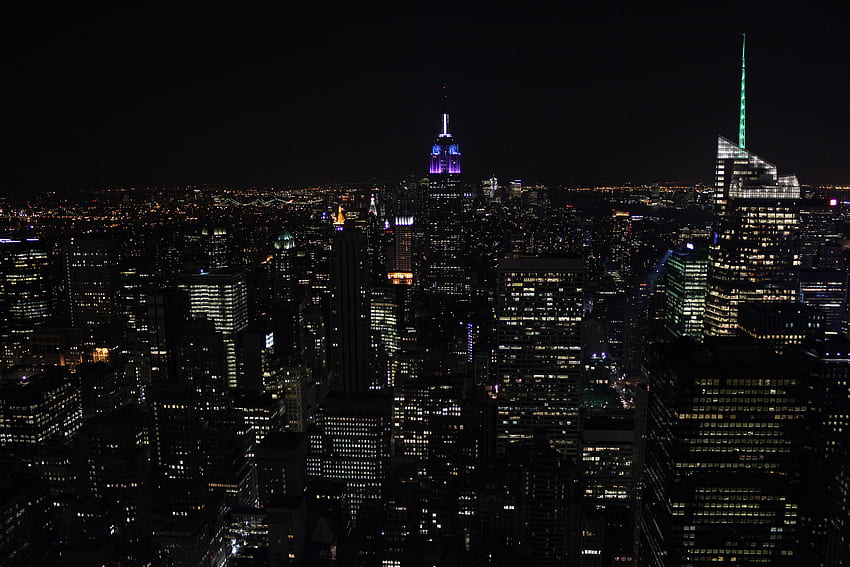 Night, Usa, Horizon, Dark, Night City, City Lights, Skyscrapers, United States, New York HD wallpaper