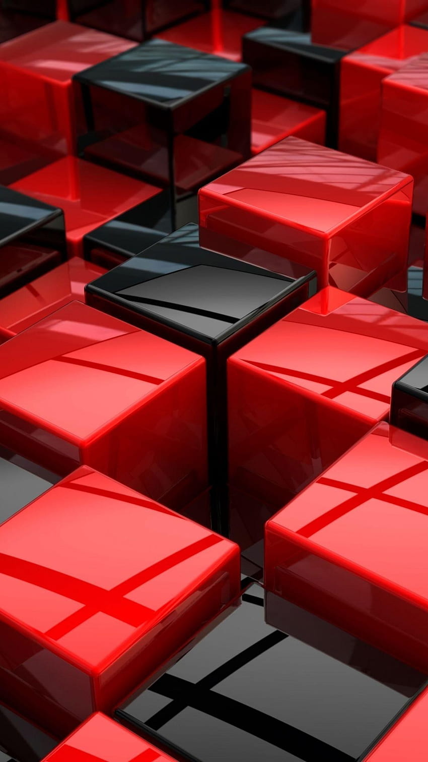 Red and Black Glass Squares 3D, Red Samsung Galaxy S7 HD phone wallpaper
