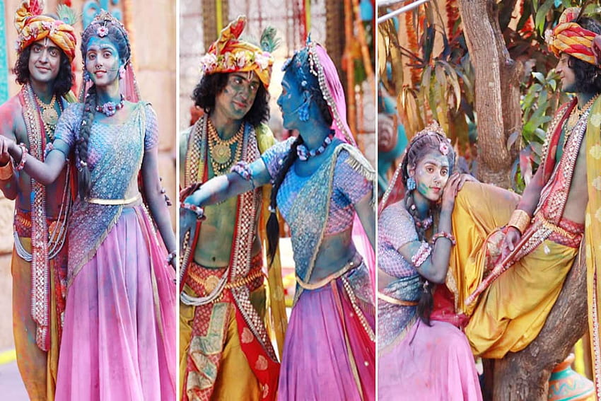 RadheKrishn Телевизионно шоу Холи Специален епизод: Радха и Кришна играят с цветовете в Maha епизод, Радха Кришна сериал HD тапет