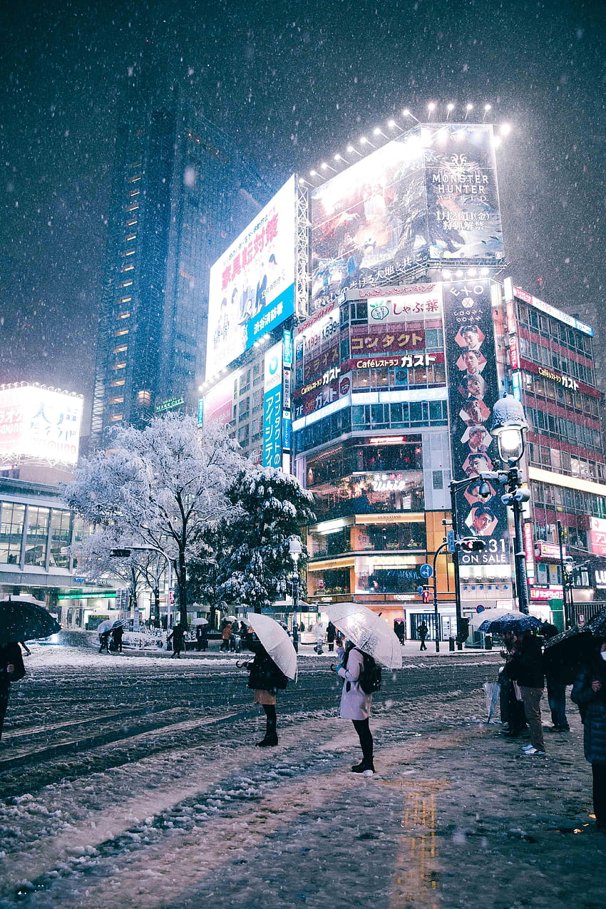 To , które zrobiłem, przedstawiające burzę śnieżną w Tokio w zeszłym tygodniu, Zima w Osace Tapeta na telefon HD