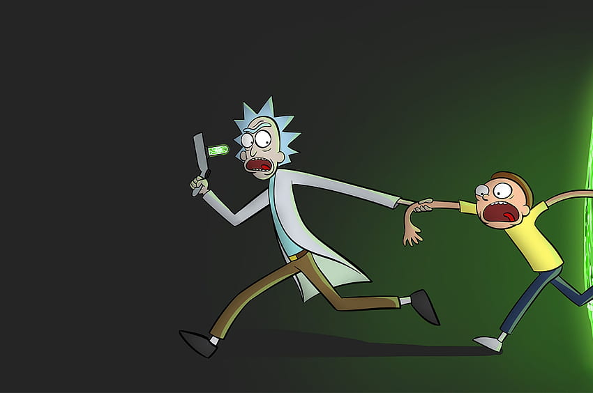 Rick y Morty entrando en el portal - fondo de pantalla de Rick - 高画質の壁紙