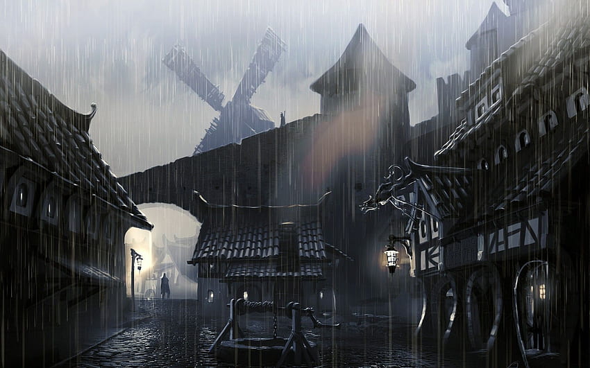 de arte de la plaza de la ciudad oscura, Dark Village fondo de pantalla