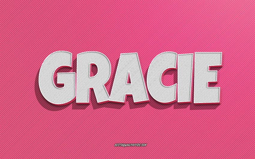 グレイシー、ピンクの線の背景、名前付き、グレイシーの名前、女性の名前、グレイシーのグリーティング カード、線画、グレイシーの名前 高画質の壁紙 ...