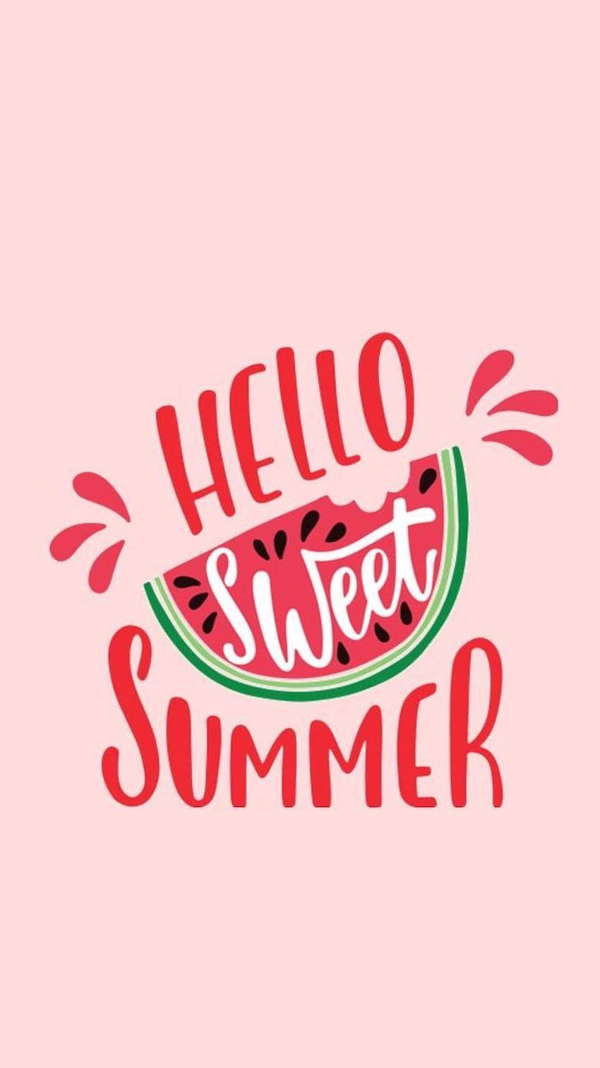 Hello Sweet Summer Sliced Watermelon Drawing Cute Iphone Pink Background. Iphone Summer, Beautiful Summer , Summer HD phone wallpaper