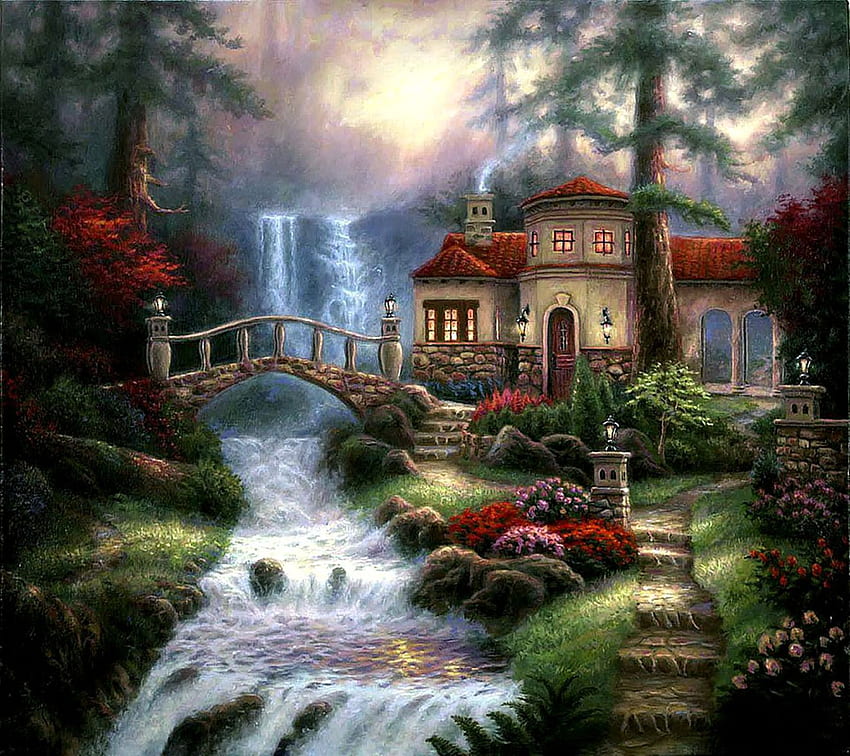 Our Dream House - House By A Stream HD wallpaper
