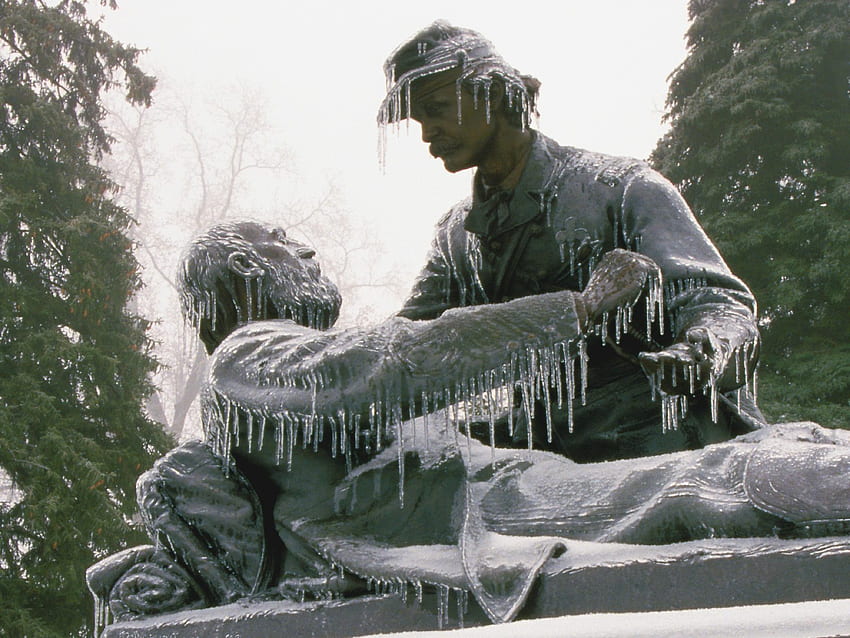 Friend To Friend Monument Gettysburg National Military Park Pennsylvania - Scenic Snow HD wallpaper