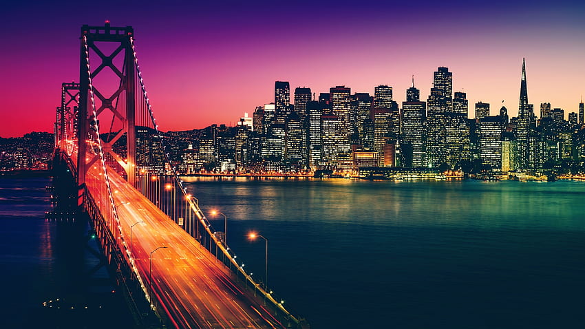 ซานฟรานซิสโก เมือง อาคาร สะพาน กลางคืน วอลล์เปเปอร์ HD