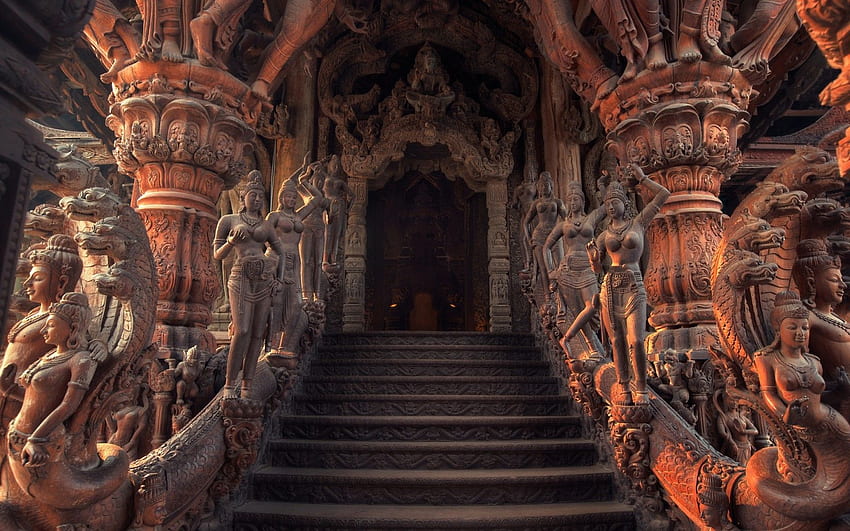 архитектура интериори стълбище r Индия религии скулптура жени, Древна Индия HD тапет
