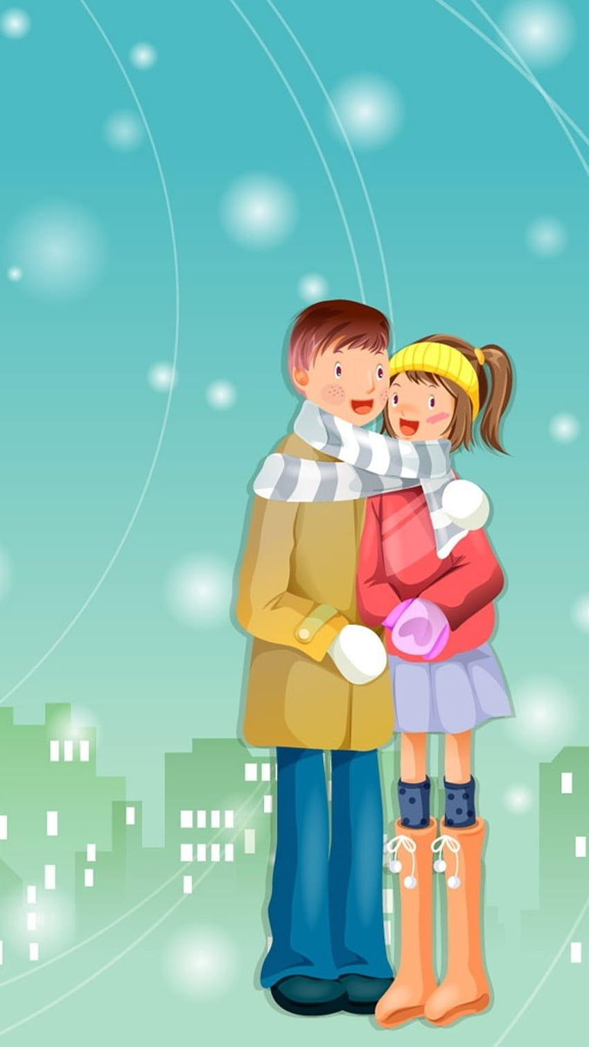 Couple Cartoon, Couple, Snowfall Background HD phone wallpaper | Pxfuel