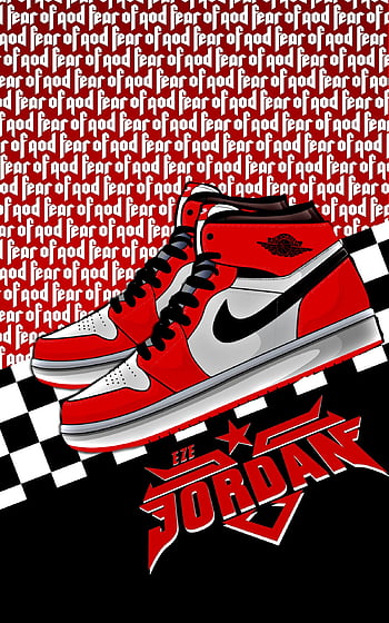Download A Red And White Nike Air Jordan 1 On A Red Background Wallpaper |  Wallpapers.com