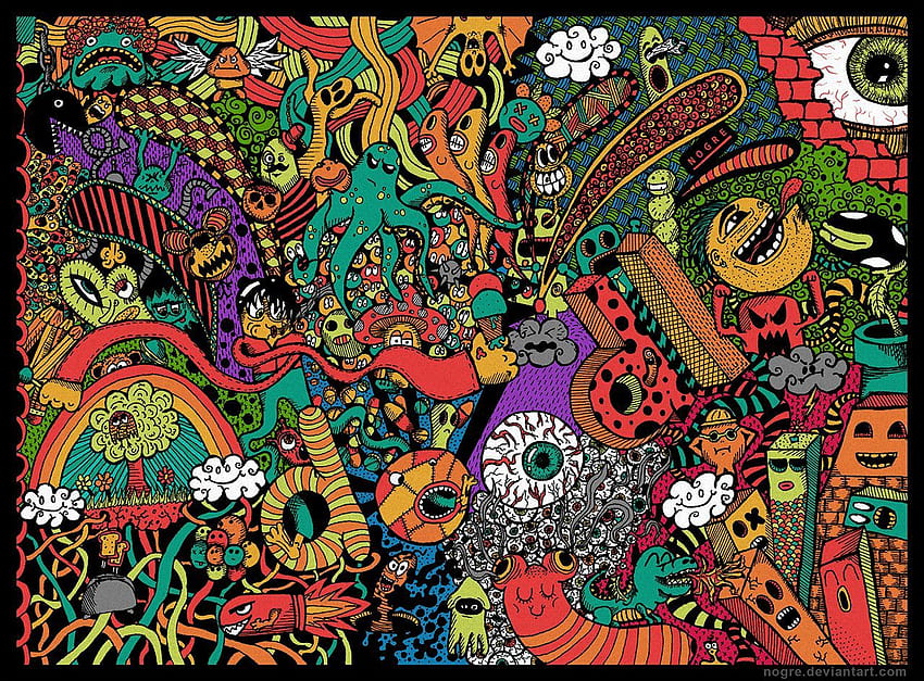 colorful doodle - Designs, Trippy Monster HD wallpaper