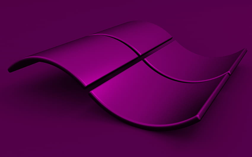 Lila Windows-Logo, , lila Hintergründe, Creative, Betriebssystem, Windows-3D-Logo, Grafik, Windows-3D-Wellenlogo, Windows-Logo, Windows HD-Hintergrundbild