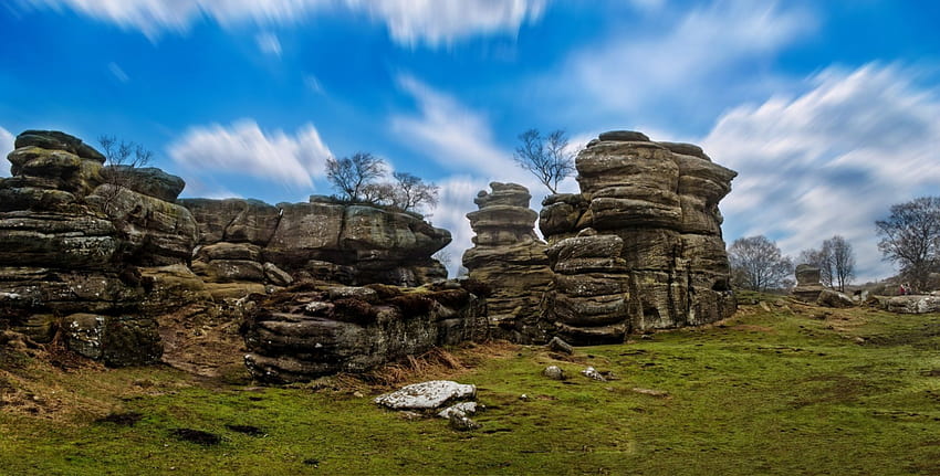Brimham Rocks, Yorkshire, Inglaterra, Natureza, Paisagens, Rochas papel de parede HD