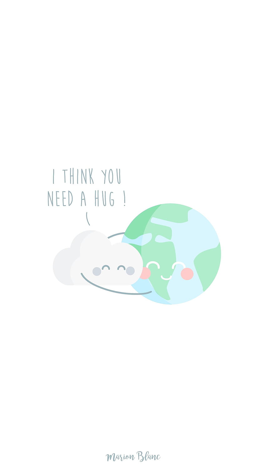 earth hug illustration - Marion Blanc. iPhne ✦ i, Cartoon Earth HD phone wallpaper